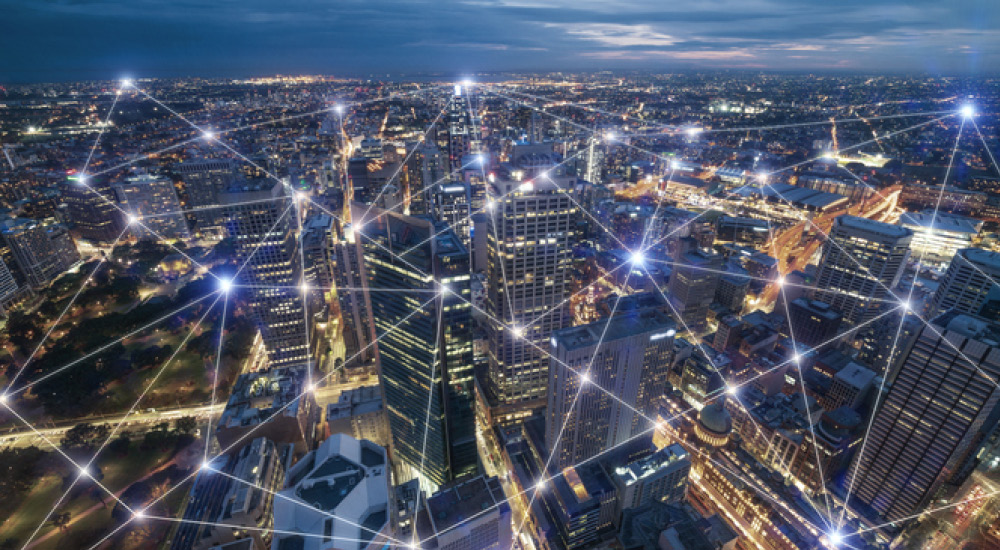 Wireless network and connection technology concept of a smart city and internet of thing